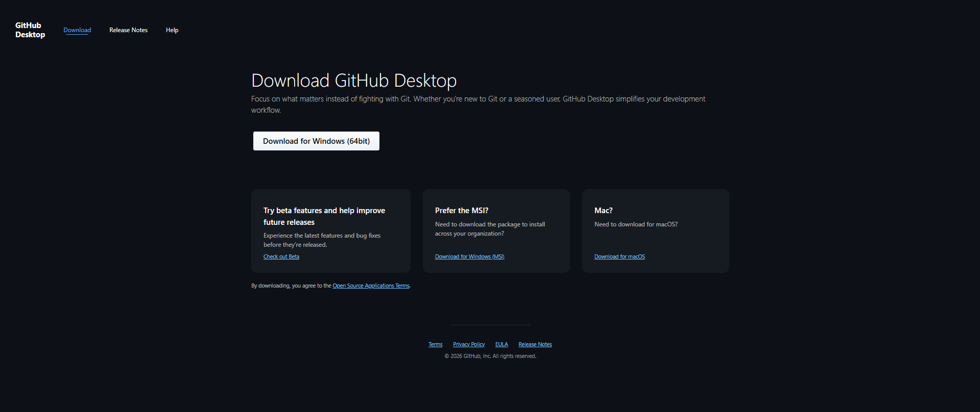 GitHub Desktop download page preview